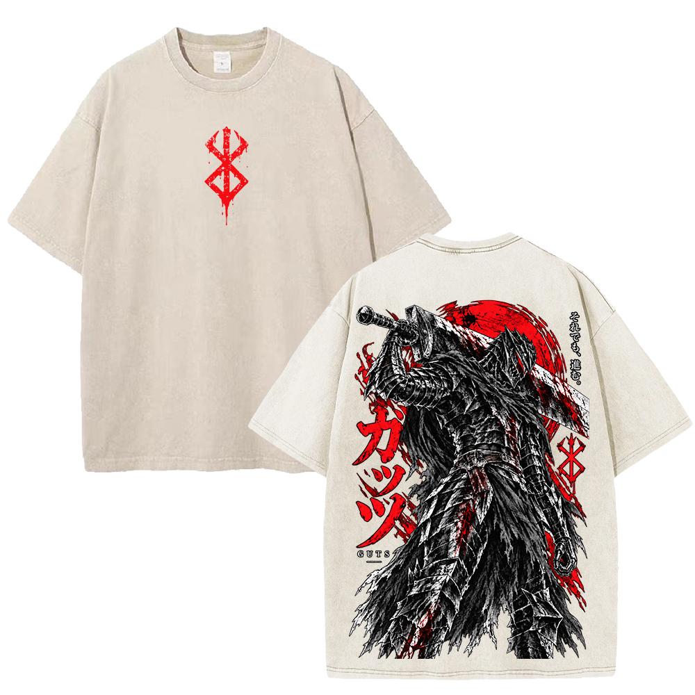 Guts Berserk Manga T-shirt Grafica Harajuku Vintage Lavata Oversize Streetwear Uomo Donna Manica Corta 100% Cotone Maglietta Top