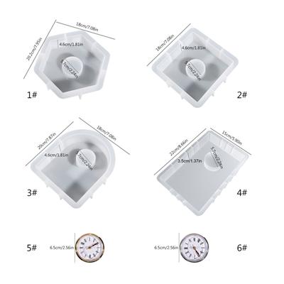 Stampo in Resina Ovale Rettangolare Esagonale Quadrato Orologio Pendolo Stampo in Silicone per Colata di Resina Decorazione da Tavolo per la Casa