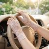 Thin Fabric Lace Sunscreen Gloves Flower Pattern Arm Sleeve Bridal Short Gloves  Tattoo Covering