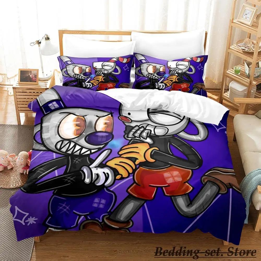 Game Cuphead Mugman 3D Bedding Set Cartoon Anime Duvet Cover Kawaii for Adult Kid Bedroom