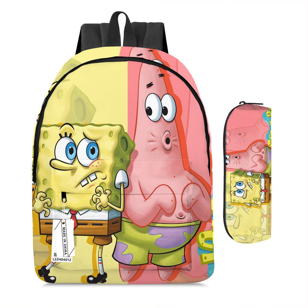 Spongebob Squarepants Children'S School Bag Male And Female Students Backpack Kindergarten Cute Cartoon Backpack Pencil Bag