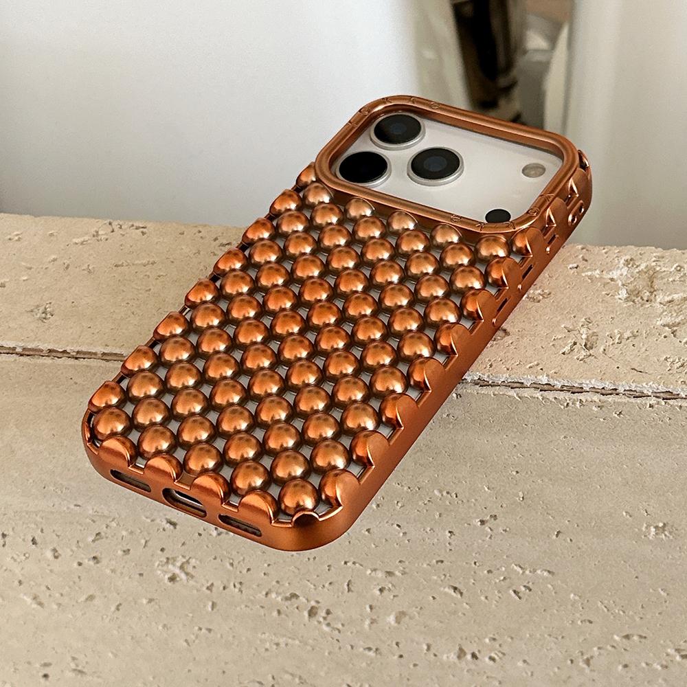 Electroplated 3D Orange Pearls Phone Case For iPhone 17 Air 16 15 14 13 Pro Max Hollow Dissipate Heat Shockproof Soft Cover