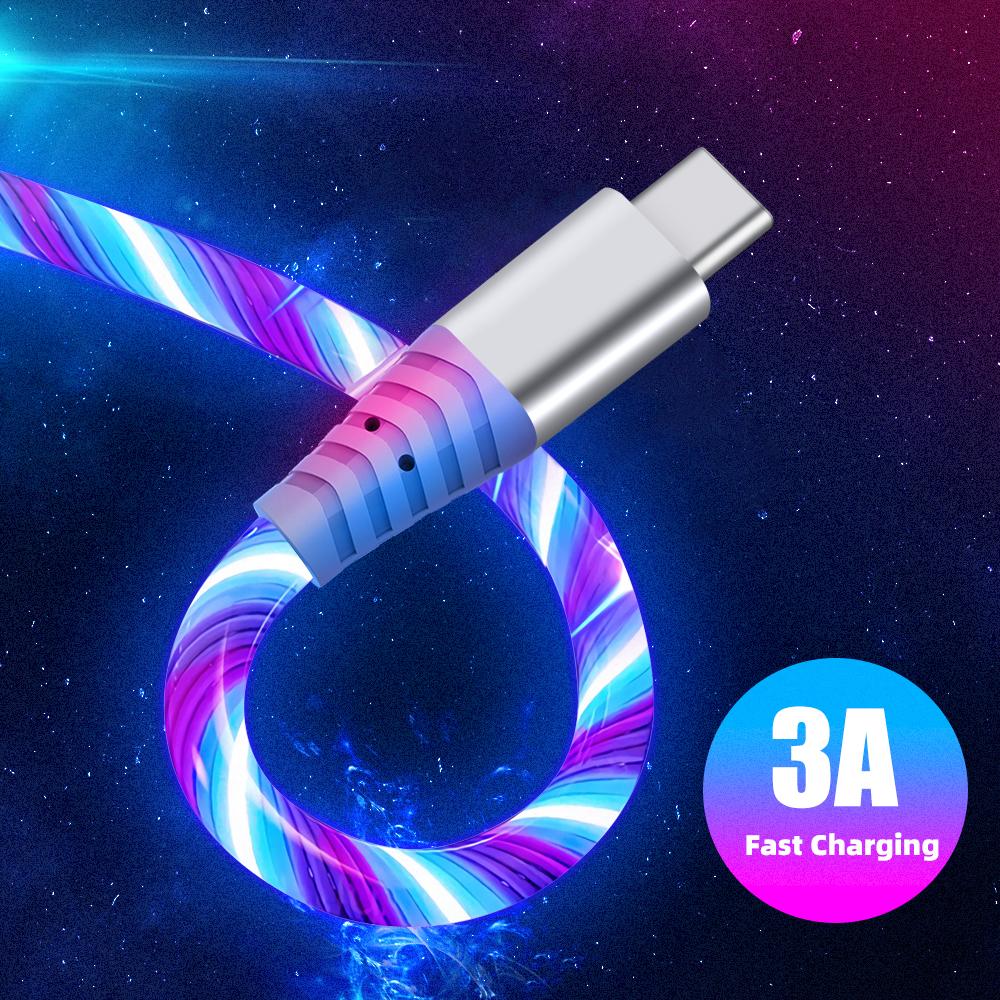 2m Flow USB Data Cable For iPhone 14 13 12 Pro Max 11 XS 8 7 6 Luminous 3A Fast Charging Cable