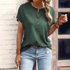 Spring and Summer Women's Clothing New Top Solid Color Button Short-sleeved T-shirt for Women