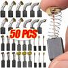 50Pcs Heavy-Duty Power Tool Carbon Brushes 5 Models with Metal Base Carbon Brush Replacement Kit Electric Motor Carbon Brushes
