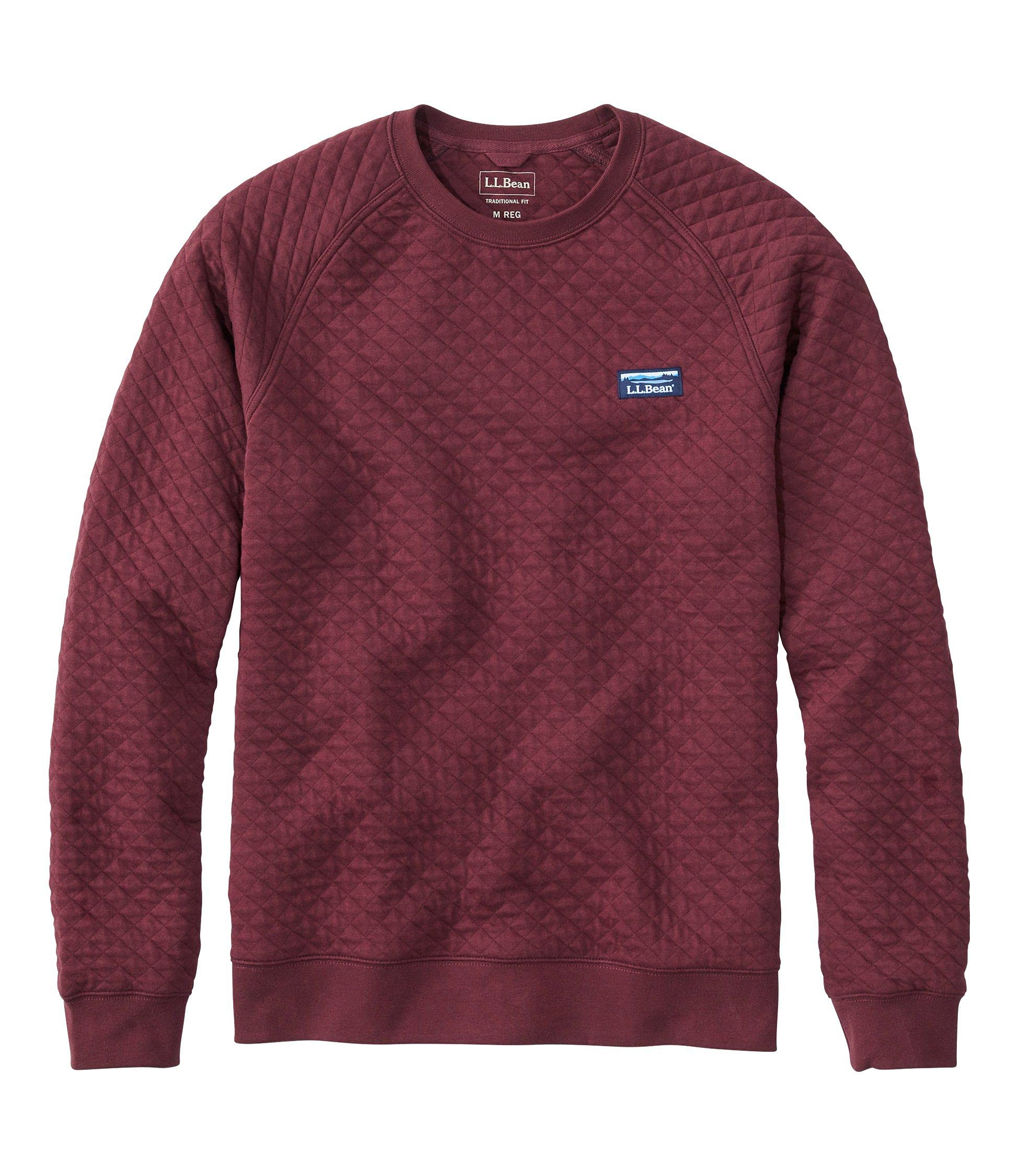 

LL Bean Quilted Crew Neck US Size Deep Wine 1000099753 Men s Sweatshirt, Fit, Regular, L, Red,