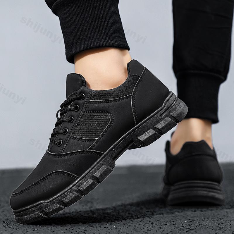 Outdoor Men Work Shoes Autumn Fashion Vintage Non Slip Wear-resistant Sneakers Comfortable Height Increase Lace Up Casual Shoes