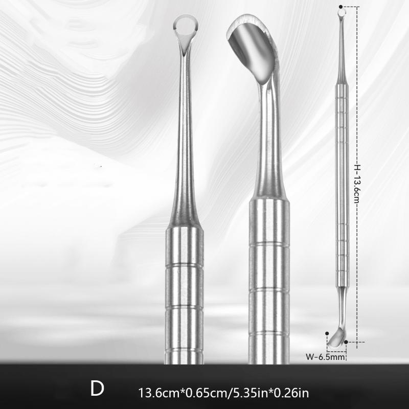 Double-Ended Nail Beveled Head Cuticle Pusher Remover Stainless Steel Cuticle Remover Manicure Sticks Nail Grinding File