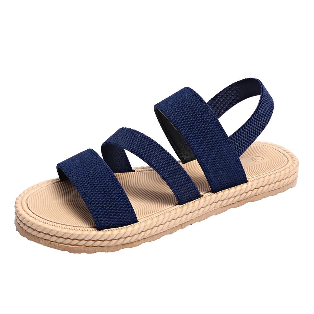 Women Sandals Summer New Fashion Trend Anti-slip Sandals Women Wear-resistant Multi-color Matching Elastic Flat Shoes for Woman