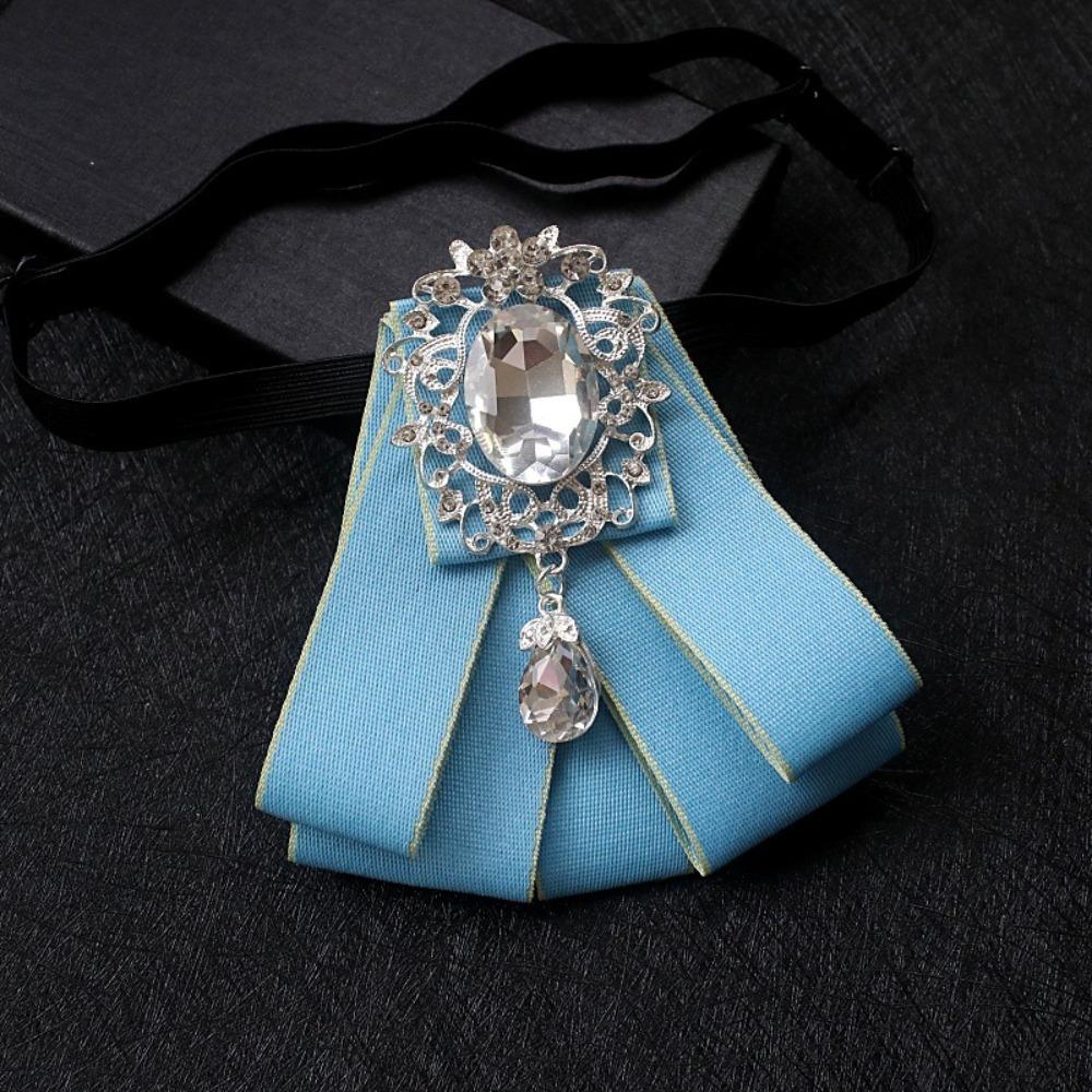 

Solid Color Rhinestone Bow Tie Alloy Shirt Collar Elegant Ribbon Bow Tie Business Office
