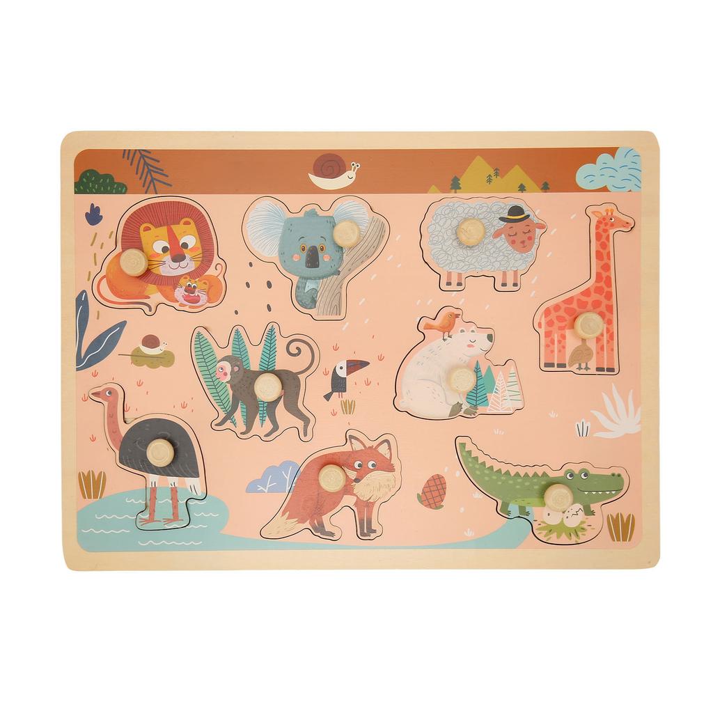 Baby Peg Puzzle Board Toy Wooden Zoo Animal Patterns Preschool Learning Puzzle Toy for Toddlers