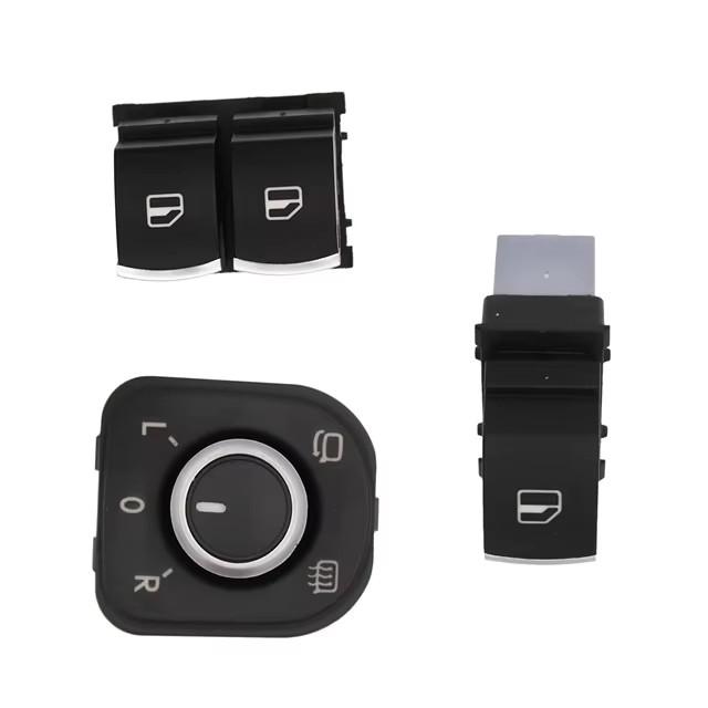 Chrome Window Switch Mirror Button 5K3959857 5ND959565A 5ND959855 for VW Passat B6 Eos Golf 5 6 Plus GTI Mk5 Mk6 Tiguan SCIROCCO