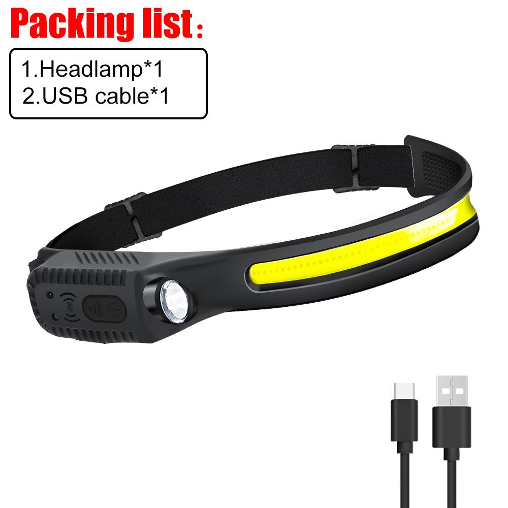 

1~5Pack Sensor Headlamp 5 Modes USB перезаряжаемый светодиодный фонарик XPE+COB Torch Кемпинговый водонепроницаемый налобный фонарь для рыбалки