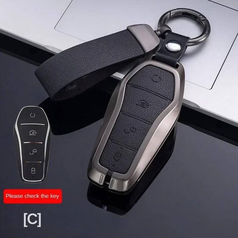 Car Key Protective Case Leather Metal Case Car Remote Smart Key Case for BYD Song Plus Atto 3 Han EV Tang DM Qin Seal Dolphin