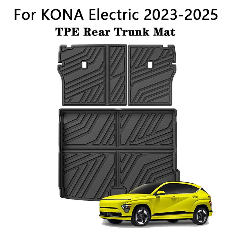 For Hyundai Kona Electric 2023-2025 Car Rear Trunk Pad Cargo Liner TPE 3D All Weather Trunk Anti-Scratch Protector Mat Floor Mat