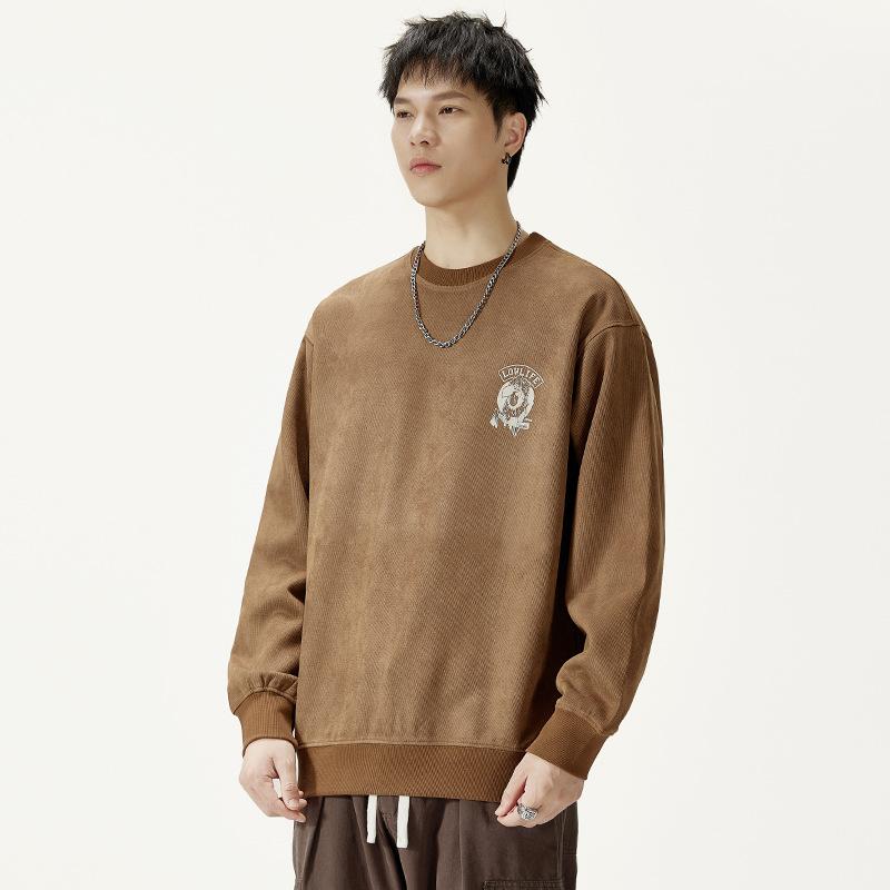 Осенний 380G американский тяжелый круглый ворот свитер мужской свободный большой — фото 5