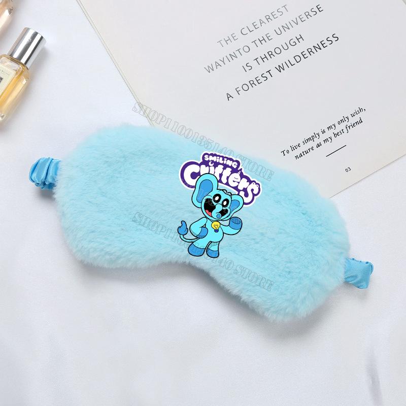 Smilings Critters Oogmasker Anime Print Schattige Blackout Slaapoogschaduw Masker Vrouwen Cartoon Pluche Blinddoek Decoratie Cadeaus