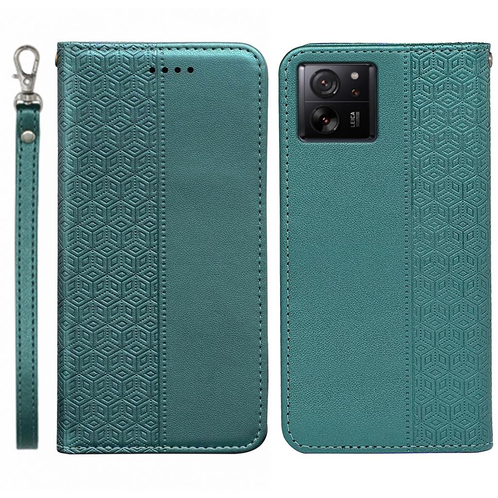 For Xiaomi 14T Wallet Phone Case Strong Magnetic Checkered Pattern Imprint Leather Flip Cover