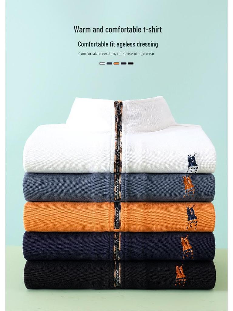 Men's Autumn/Winter 2025 Python Dragon Embroidered Long Sleeve Half-Zip Stand Collar Casual Top