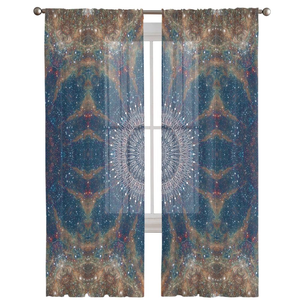 Kolorowa Mandala Obróbka Okna Tiul Nowoczesne Przezroczyste Zasłony do Kuchni Salonu Sypialni Dekoracja Zasłon