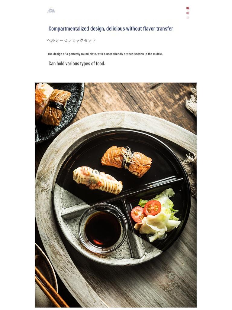 Creative Three-Compartment Ceramic Plate: Ideal for Single-Serving, Portion-Controlled Meals