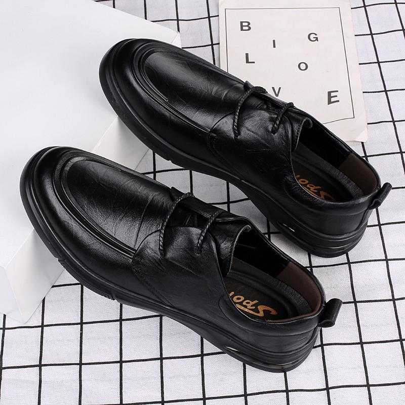 Genuine Leather Men's Shoes Comfortable Soft Lace - up Business Shoes Non - slip Rubber Sole Lightweight Formal Office Shoes