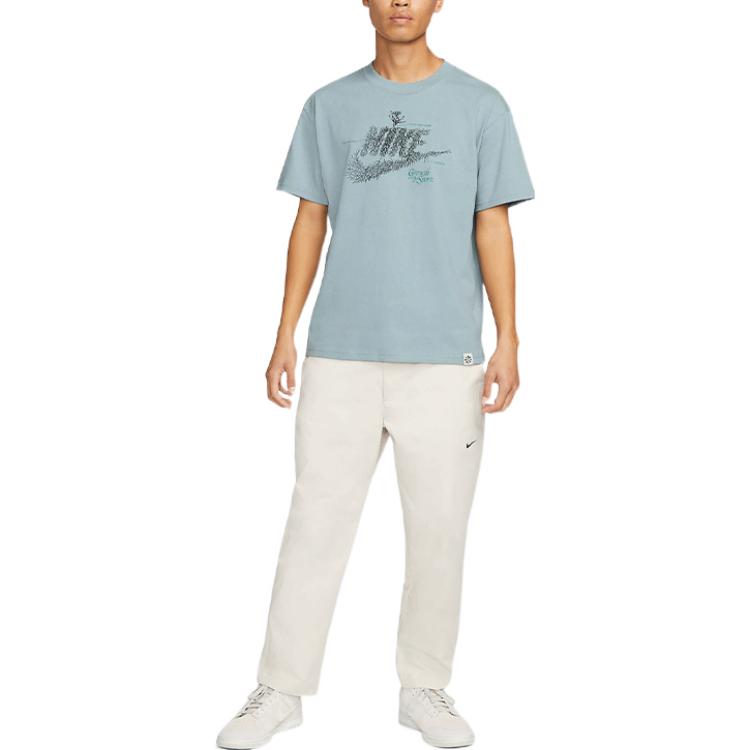 Nike Sportswear Botanical Floral Logo Print Short Sleeve T-Shirt Men Tops Grey Blue DN5135-041