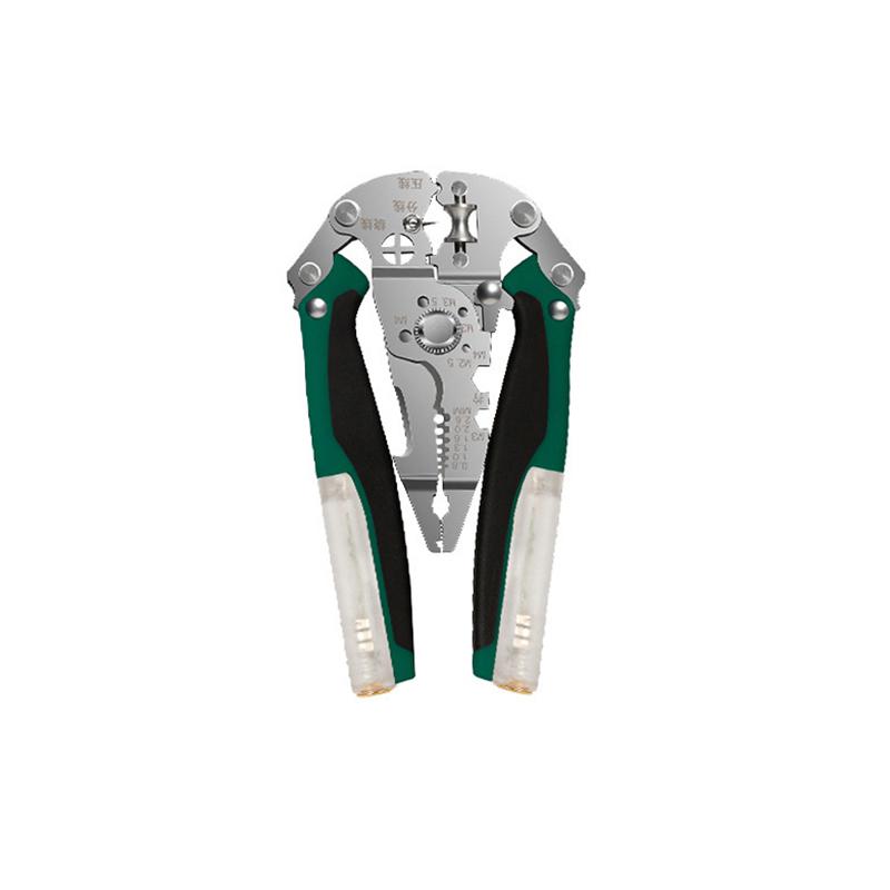 Clește multifuncțional 16 în 1 pentru dezizolat cu tester de tensiune, clește pentru dezizolat cabluri, electrician, sertizare, tăiere cabluri, foarfece