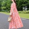 Elegantes Sommerkleid für Damen, Vintage-Kleidung, Übergröße, lässig, kurzärmelig, lange Kleider