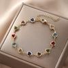 Vintage Creative Heart Shape Crystal Bead Gold- Bracelet With Love For Women Girl Birthday Party Jewelry Gift