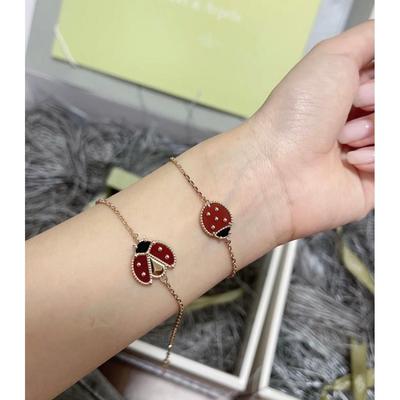Ladybug Bracelet Four-leaf Clover Five-flower Bracelet Women's High-grade Personalized Version Bracelet V Gold