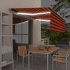 VidaXL Manual Retractable Awning with LED Awning 4x3 M Orange and Brown 3069425
