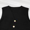 Women'S Winter Sleeveless Top Single Breasted French V-Neck Cardigan Vest