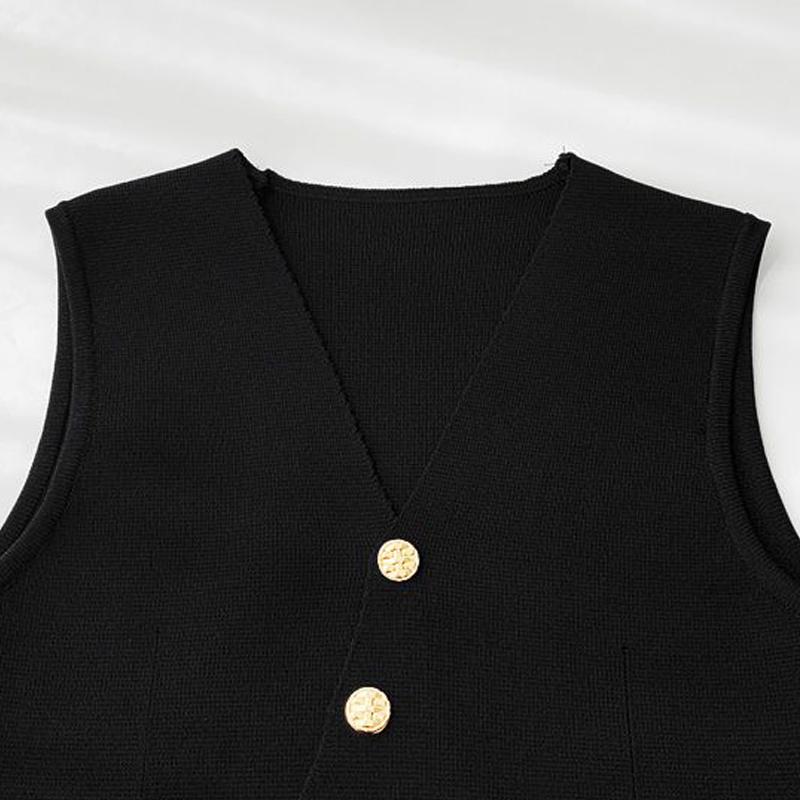 Women'S Winter Sleeveless Top Single Breasted French V-Neck Cardigan Vest
