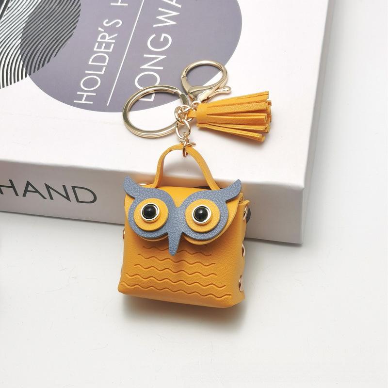 

Korean Leather Owl Coin Purse & Keychain Pendant Owl Lobster Clasp (Unpackaged) жовтий/імбирний