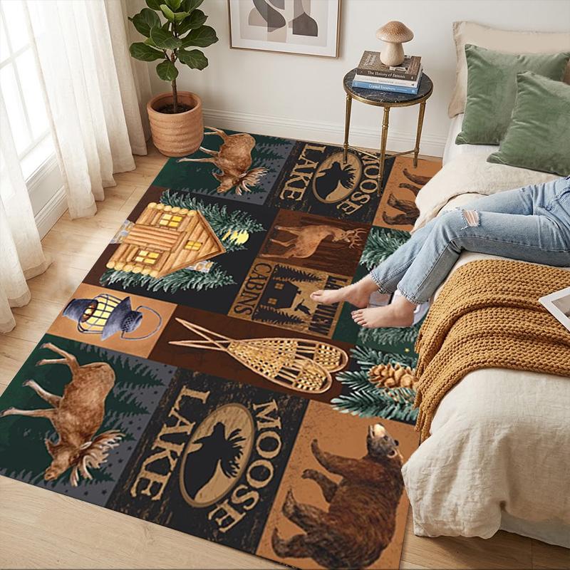 Moose Lake Living Room Nonslip Area Rug Soft Carpet For Bedroom Game Playroom Sofa Office Home Decor Doormat Christmas Gift C9302497