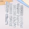32Pcs Flower Pattern Color Bookmarks Diy Blank Black Line Drawing Bookmark For Kids Adults Stress Relief Reading Accessories[Q]