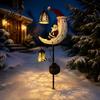 Holiday Landscape Light Santa Moon Garden Stake Light, Solar Powered Claus Lamp Festive Resin Lights with Stake, Decorative for Outdoor Yard