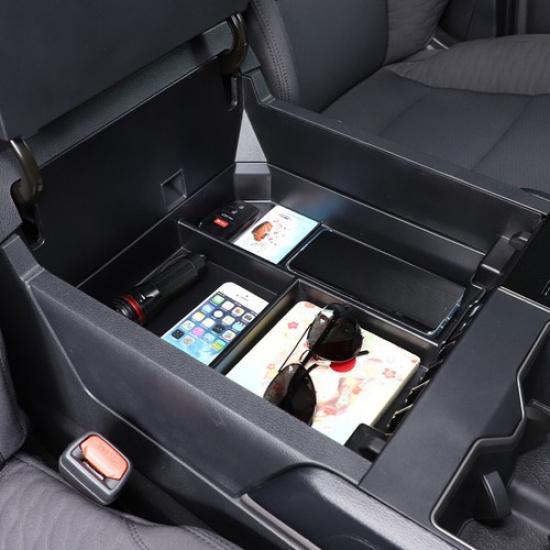 Black ABS Center Armrest Storage Box Organizer Tray For Toyota Tundra