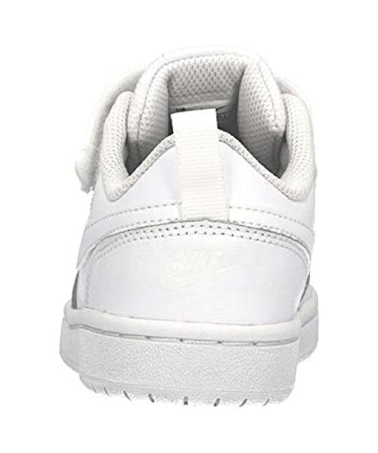 Athletic School Court Borough Low 2 [Nike] Girls' Kids' Shoes, Shoes, Shoes, Low-Cut Sneakers, PSV, Casual, School, BQ5451, White/White/White, 17.0cm