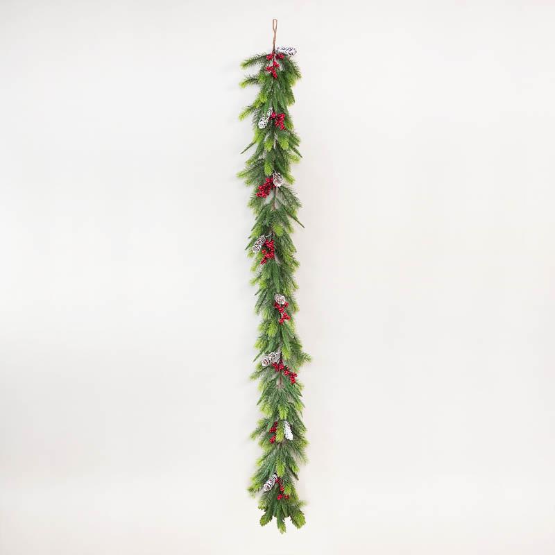 European & American Christmas Soft Rubber Flocked Pine Cone Red Berry Vine Decoration