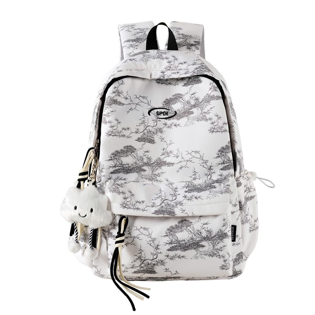 Schoolbag High-value National Style Ink Backpack Simple and Trendy Campus Style Student Schoolbag Large Capacity Lightweight Burden-reducing Backpack