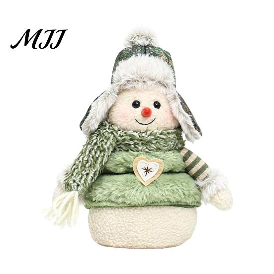 Festive Fabric Figurines for Shopping Malls Green Christmas Plush Figurines, Skiing Snowman Reindeer Stuffed Doll, Seasonal Gift Items Friends