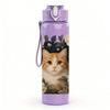 1PC Cat Surrounded By Rose Print 750ml Color Plastic Sports Water Bottle Leakproof Flip Straw Lid Suitable for Sports Office Home Use