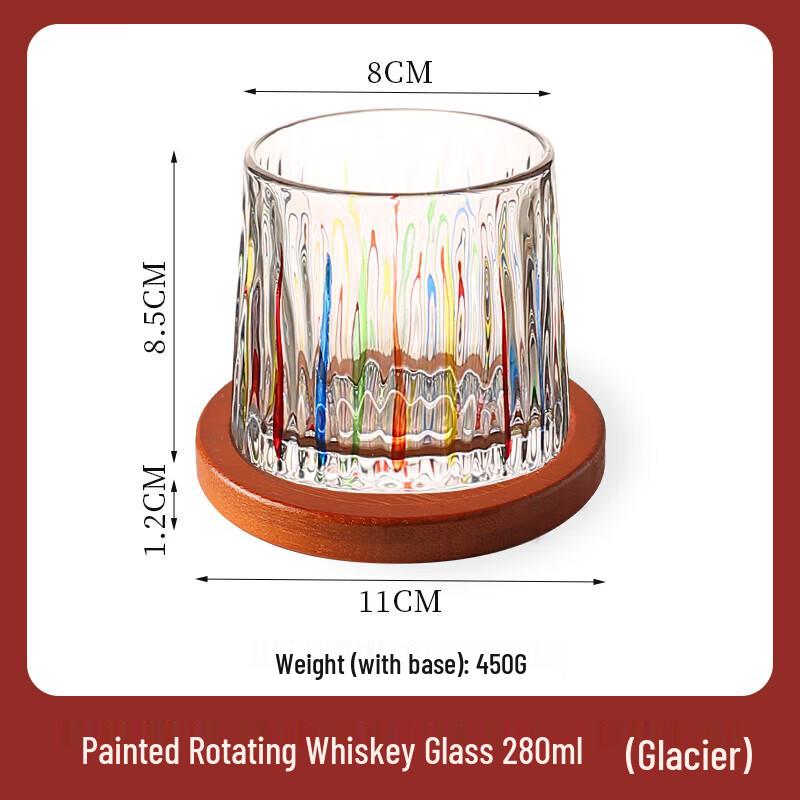 Painted Rotating Tumbler Whiskey Glass