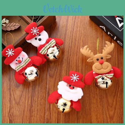 Adorable Christmas Tree Ornaments Featuring Gold Bell Santa Snowman And Reindeer Designs
