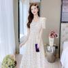 Little fresh first love sweet yellow floral dress summer new thin meat covering fairy temperament dress