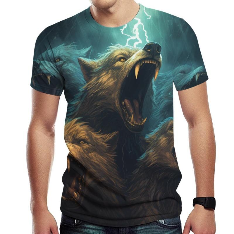 Men's 3D Printed T-Shirt Animal Pattern Printing Short Sleeve O-Neck Pullover Casual Top