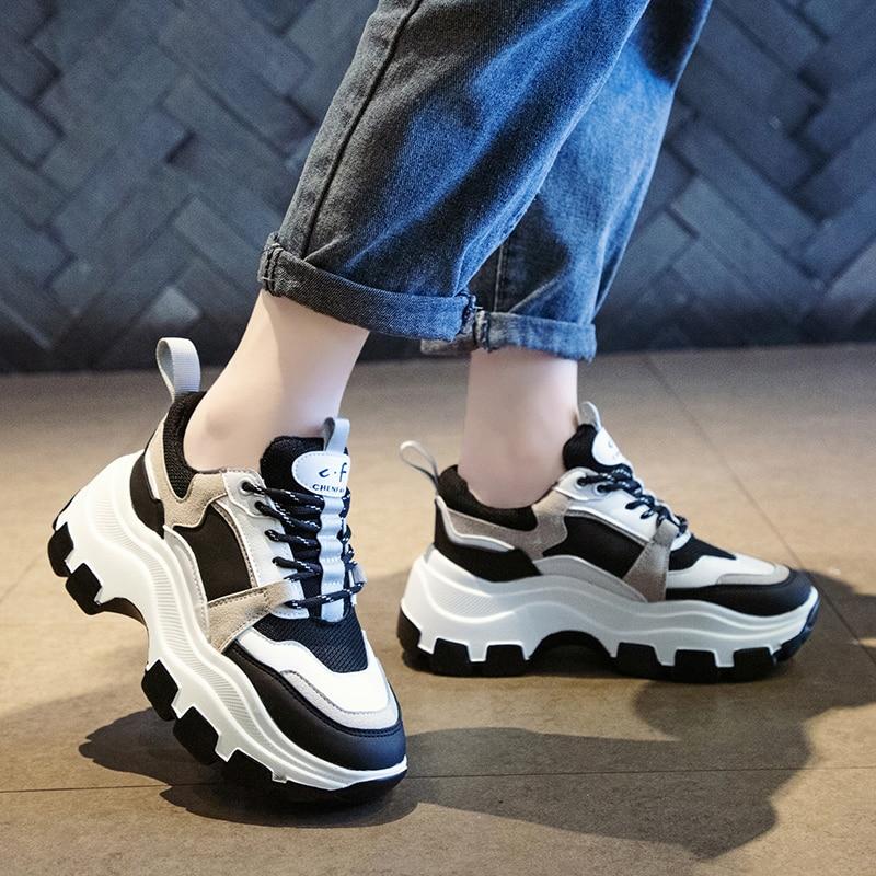 Mujeres Zapatillas Gruesas Vulcanize Zapatos Moda Coreana Nueva Mujer Negro  Blanco Plataforma Gruesa Suela Casual Zapatos Mujer Zapatillas De Mujer 8cm  comprar a buen precio — entrega gratuita, reseñas reales con fotos —