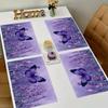 Purple Butterfly Placemats Set of 4 with Lavender Flowers Design Linen Table Mats for Dining Table Kitchen Home Decor